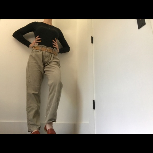 Old Navy Boyfriend Khaki Colored Jeans Distressed Naturally - Picture 3 of 16